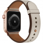 OUHENG Apple Watch 7 Deri Kay (41mm)-Beige/Rose Gold