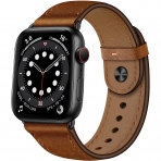 OUHENG Apple Watch 7 Deri Kay (41mm)-Retro Brown/Black