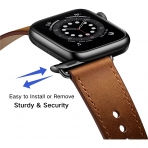 OUHENG Apple Watch 7 Deri Kay (41mm)-Retro Brown/Black