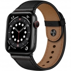 OUHENG Apple Watch 7 Deri Kay (41mm)-Black/Black