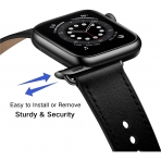 OUHENG Apple Watch 7 Deri Kay (41mm)-Black/Black