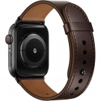 OUHENG Apple Watch 7 Deri Kay (41mm)-Dark Brown/Black