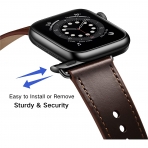 OUHENG Apple Watch 7 Deri Kay (41mm)-Dark Brown/Black