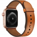 OUHENG Apple Watch 7 Deri Kay (41mm)-Brown/Rose Gold