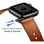 OUHENG Apple Watch 7 Deri Kay (41mm)-Brown/Black