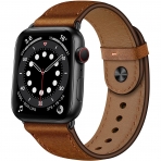 OUHENG Apple Watch 7 Deri Kayış (45mm)-Retro Brown/Black