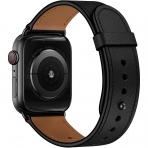 OUHENG Apple Watch 7 Deri Kay (45mm)-Black/Black