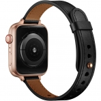 OUHENG Apple Watch 7 Deri nce Kay (41mm)-Black/Rose Gold