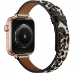 OUHENG Apple Watch 7 Deri nce Kay (41mm)-Leopard/Rose Gold