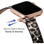 OUHENG Apple Watch 7 Deri nce Kay (41mm)-Leopard/Rose Gold