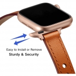 OUHENG Apple Watch 7 Deri nce Kay (41mm)-Brown/Rose Gold