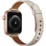 OUHENG Apple Watch 7 Deri nce Kay (41mm)-Ivory White/Rose Gold