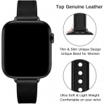 OUHENG Apple Watch 7 Deri nce Kay (45mm)-Black/Black