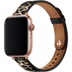 OUHENG Apple Watch 7 Deri nce Kay (45mm)-Leopard/Rose Gold