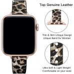 OUHENG Apple Watch 7 Deri nce Kay (45mm)-Leopard/Rose Gold