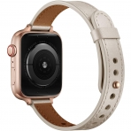 OUHENG Apple Watch 7 Deri nce Kay (45mm)-Ivory White/Rose Gold