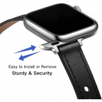 OUHENG Apple Watch 7 Deri nce Kay (45mm)-Black/Silver