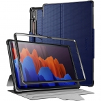 Poetic Explorer Serisi Galaxy Tab S7 Plus Kalem Blmeli Klf (12.4 in)-Navy