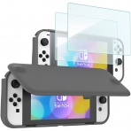 ProCase Nintendo Switch OLED in Klf ve Temperli Cam Ekran Koruyucu-Grey