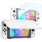 ProCase Nintendo Switch OLED in Klf ve Temperli Cam Ekran Koruyucu-White