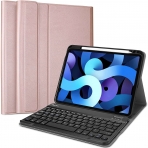 ProCase iPad Air 4 Kalem Blmeli ve Klavyeli Klf (10.9 in)-Rose Gold