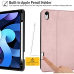 ProCase iPad Air 4 Kalem Blmeli ve Klavyeli Klf (10.9 in)-Rose Gold