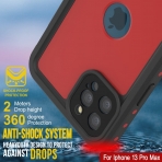 Punkcase StudStar Serisi iPhone 13 Pro Max Su Geirmez Klf-Red