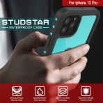 Punkcase StudStar Serisi iPhone 13 Pro Su Geirmez Klf-Teal