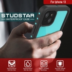 Punkcase StudStar Serisi iPhone 13 Su Geirmez Klf-Teal