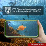 Punkcase iPhone 16 Pro Su Geirmez Kickstud 2.0 Klf-Green