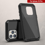 Punkcase iPhone 16 Pro Su Geirmez Klf-Black