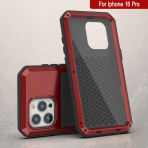 Punkcase iPhone 16 Pro Su Geirmez Klf-Red