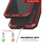 Punkcase iPhone 16 Pro Su Geirmez Klf-Red