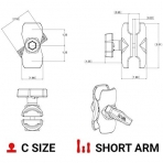 Ram Mounts ift Soket C Size Ksa Boy Kol RAM-201U-B