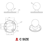 Ram Mounts Bilyeli Yuvarlak C Size Plaka RAM-202U