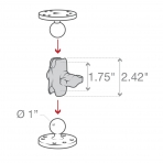 Ram Mounts ift Soket Ksa Boy Kol RAM-B-201U-A 