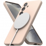 Rin gke Galaxy S24 MagSafe Silikon Klf-Pink Sand 