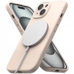 Rin gke iPhone 15 MagSafe Uyumlu Silikon Klf-Pink Sand