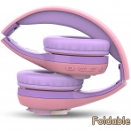 Riwbox CB-7S ocuk in Katlanabilir Kulak st Kulaklk-Purple-Pink