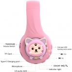 Riwbox CB-7S ocuk in Katlanabilir Kulak st Kulaklk-Purple-Pink