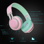 Riwbox WT-7S Katlanabilir Bluetooth Kulak Üstü Kulaklık-Pink Green