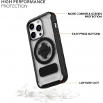 Rokform Rugged Serisi iPhone 15 Pro Manyetik Klf (MIL-STD-810G)-Clear