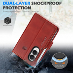SHIELDON Galaxy Z Fold 8 Deri C�zdanl� K�l�f-Retro Red