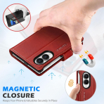 SHIELDON Galaxy Z Fold 8 Deri C�zdanl� K�l�f-Retro Red