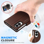 SHIELDON Galaxy Z Fold 8 Deri C�zdanl� K�l�f-Retro Coffee