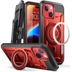 SUPCASE Unicorn Beetle Pro Mag Serisi Apple iPhone 15 Klf (MIL-STD-810G)-Krmz