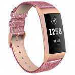 SWEES Fitbit Charge 3 Deri Kay (Small)-Glitter Pink