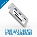 Sabrent Kart Okuyuculu 3 Balantl Alminyum USB 3.0 arj stasyonu