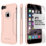 Sahara Case Apple iPhone 7 Slim Fit Klf ve Cam Ekran Koruyucu-Pink Rose Gold