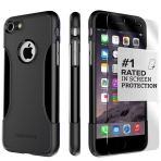 Sahara Case Apple iPhone 7 Slim Fit Klf ve Cam Ekran Koruyucu-Black